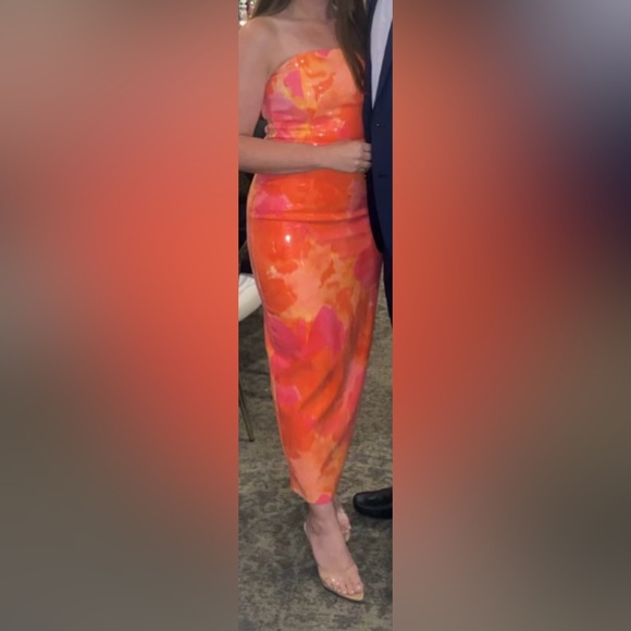 Oralie dress orange floral size M - Picture 5 of 6